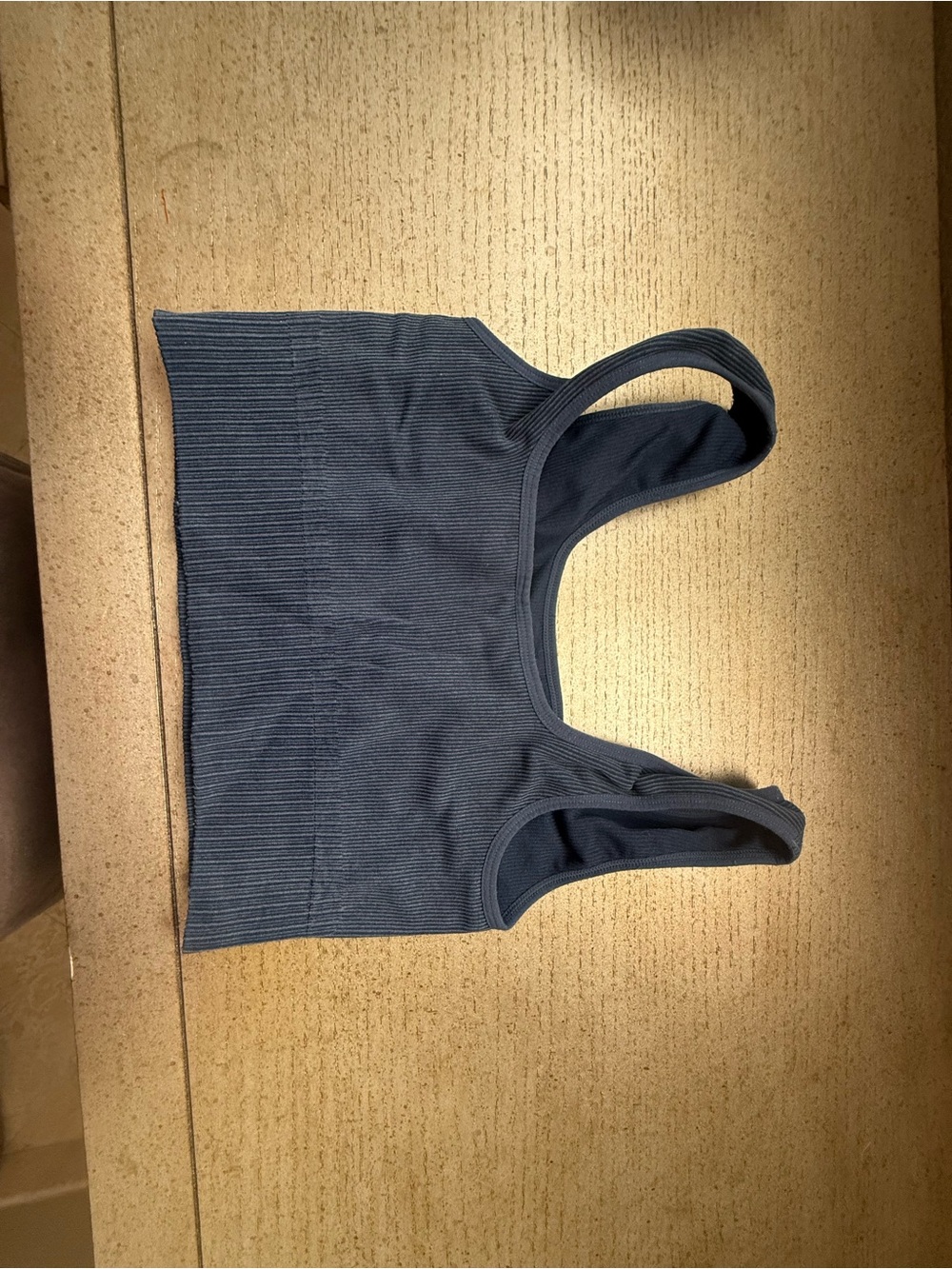 Ribbed Blue Cropped Tank Top